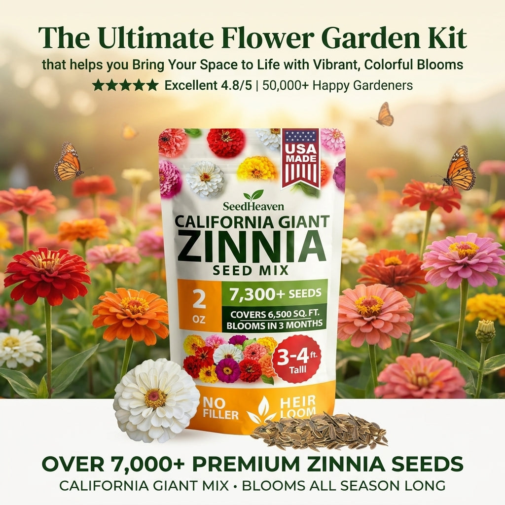 🌸 SeedHeaven Zinnia Flower Seed Vault (California Giant Mix)
